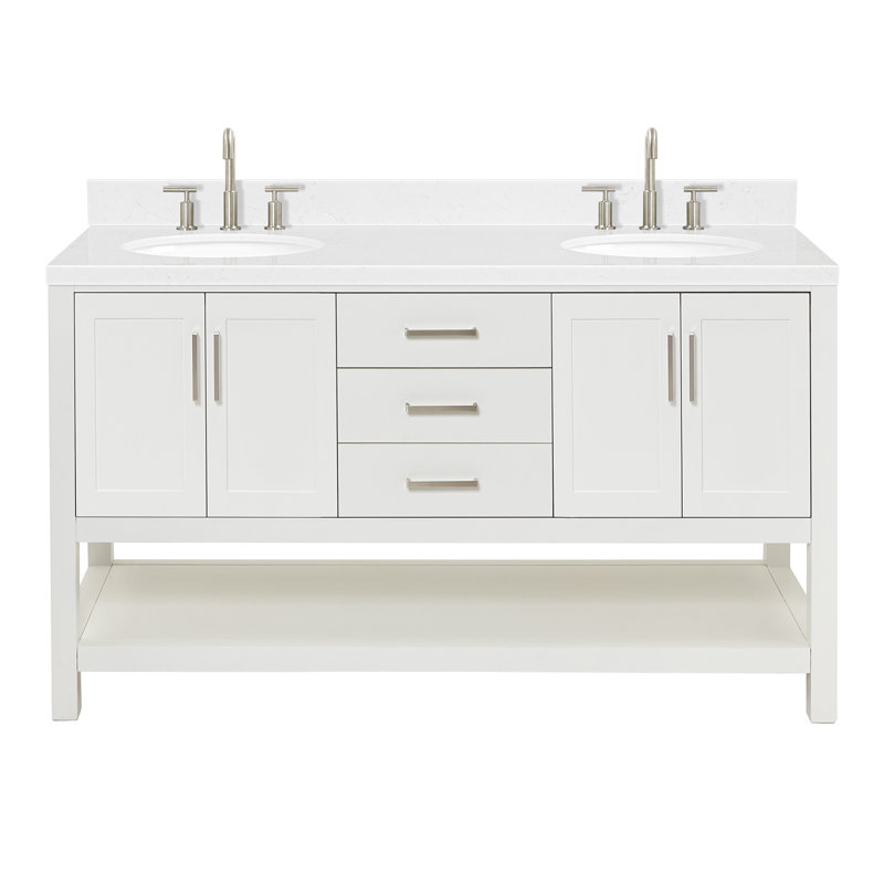 ARIEL Magnolia 60 Double Sink Bathroom Vanity with Top, White