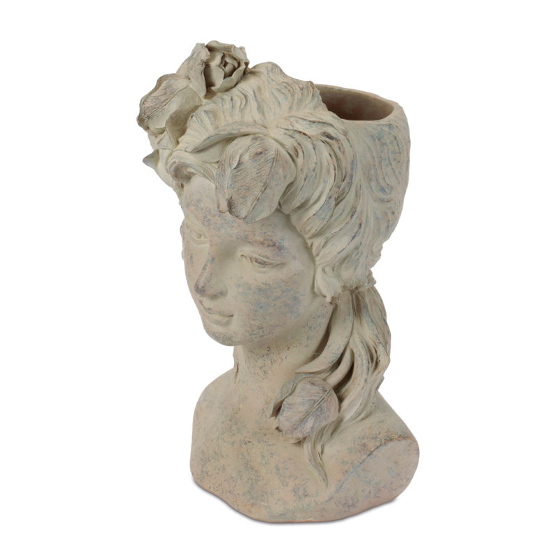 Floral Woman Bust Planter 10.5"H