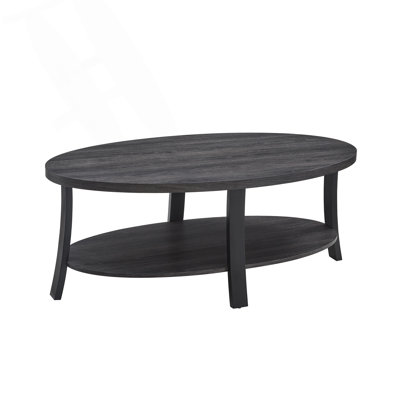 Contemporary Oval Wood Shelf Coffee Table With Dual Storage