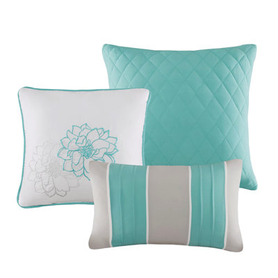 Printed Cotton Sateen Comforter Set Aqua