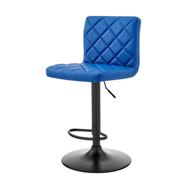 Tabouret de bar pivotant en similicuir, Bleu / Noir