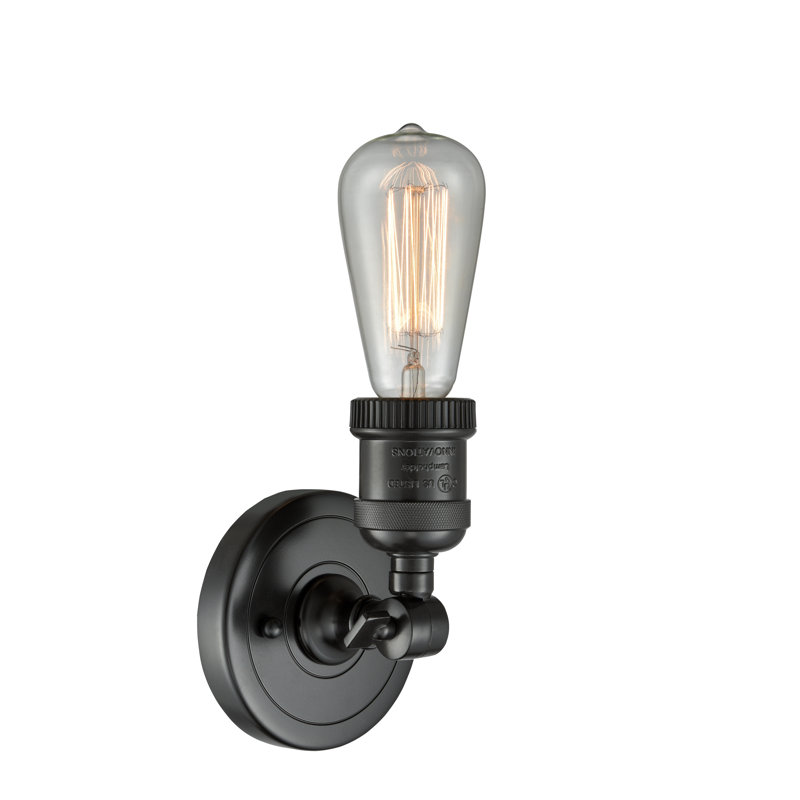 Chickerell Armed Sconce, 6 Watt Vinage LED Bulb, Matte Black
