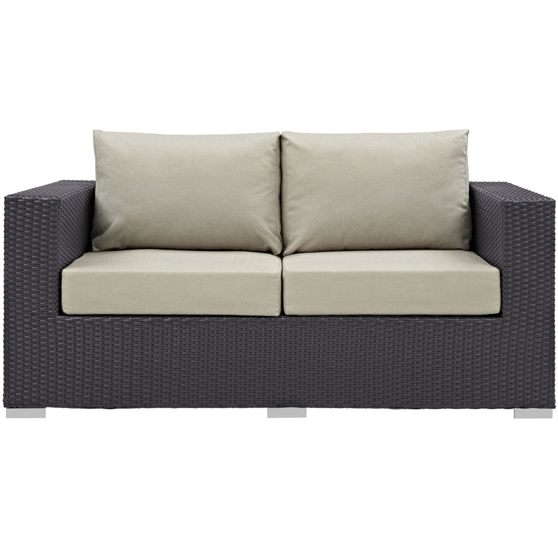 Convene Wicker Rattan Outdoor Patio Loveseat by Modway, Beige