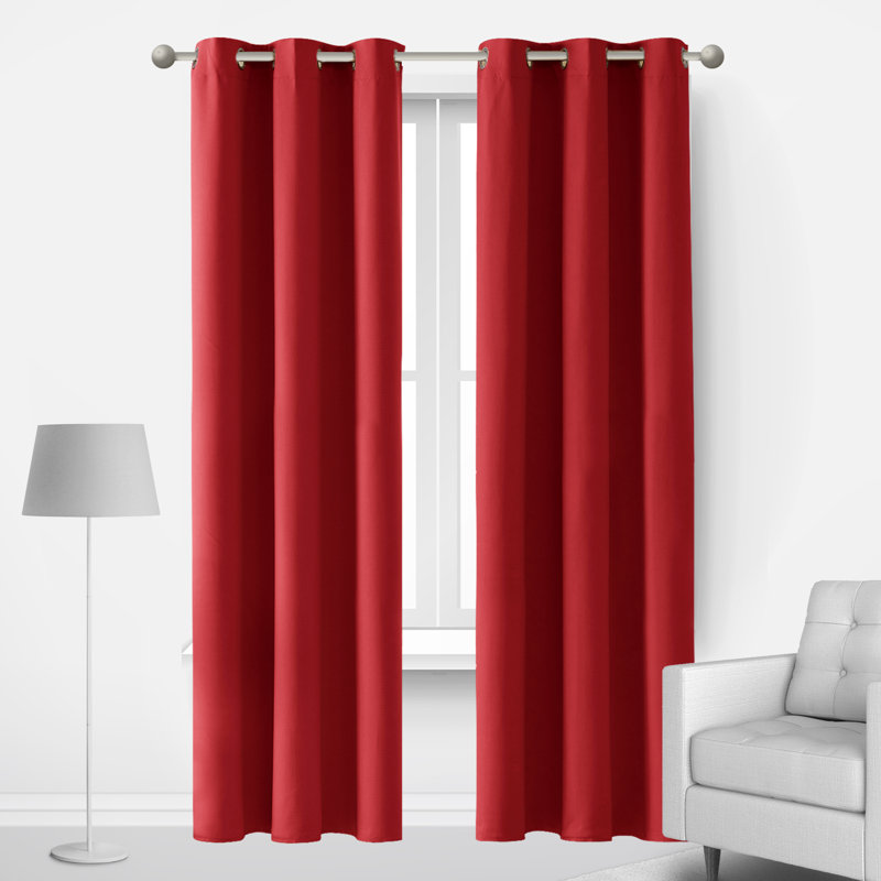 Lompoc Room Darkening Grommet Curtain Panels, 42" W x 84" L, True Red