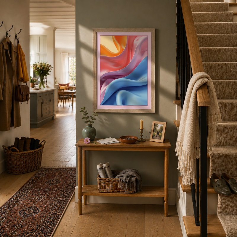 Flowing Ribbons Abstract - Framed Print, Walnut, A3 - 42.0 x 29.7 cm