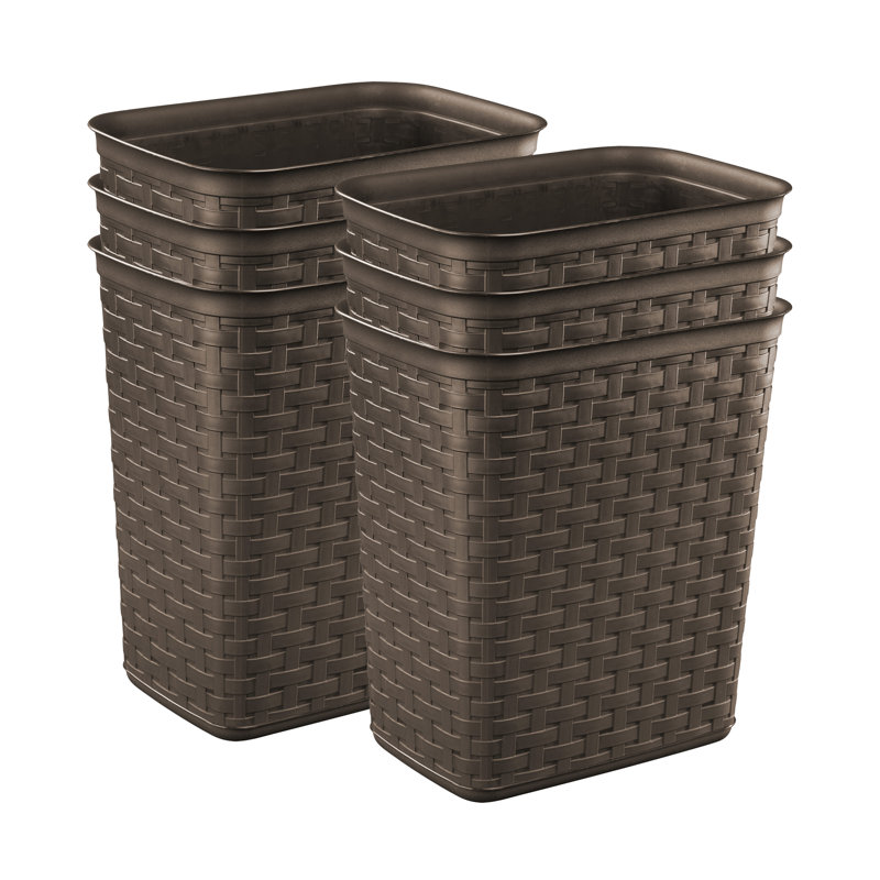 Sterilite Weave Plastic Home/Office Wastebasket Trash Can, Brown, 12.6" H x 8" W x 11.5" D