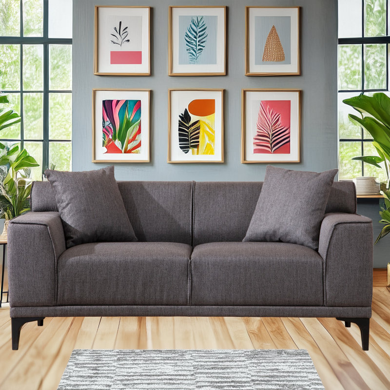 Tice Upholstered Sofa, Anthracite, 33.9'' H X 64.2'' W X 27.2'' D