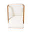 Démarreur de conversation extérieur - 3 pièces avec assise en bois et en tissu. Cadre pour la durabilité. Coussins. Finition brune patinée. Texture de table à lattes. Style de chaise moderne.-710098798-710098796