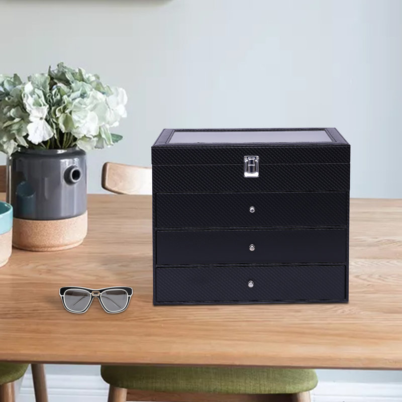Boîte à bijoux avec 24 lunettes de soleil