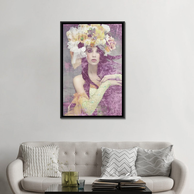 «Flower Lady», impression sur toile, Toile avec cadre noir, H 48 po x l 32 po x P 1,5 po
