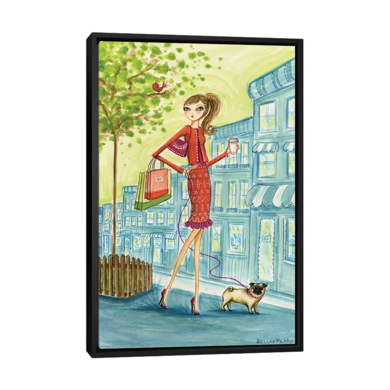 Bella Pilar, peinture sur toile tendue, H 26 po x l 18 po x P 1,5 po, Toile encadrée noire, Pas de tapis