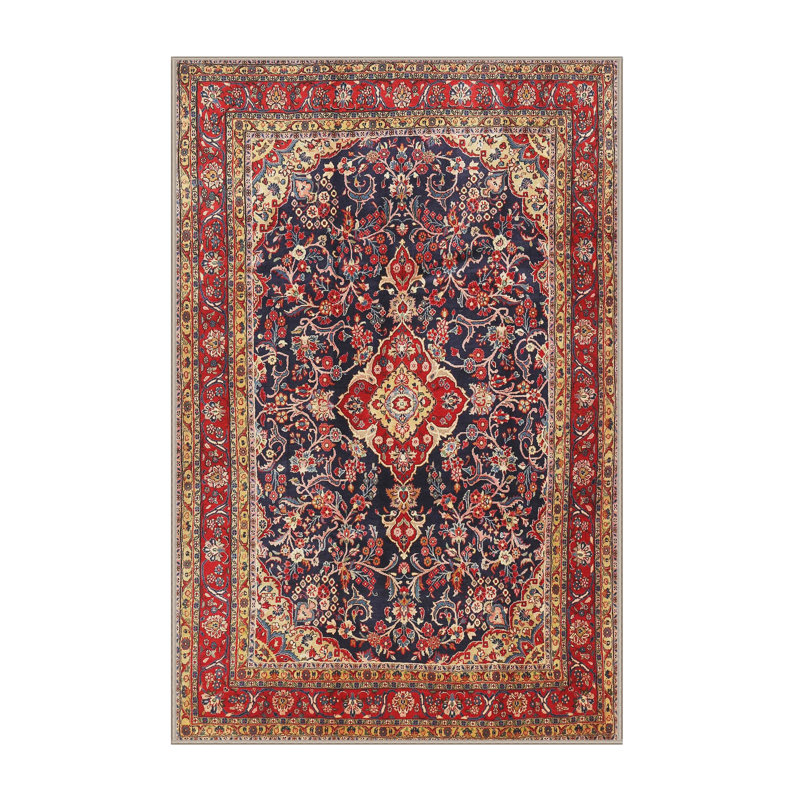 Rouge/bleu oriental Jimi Tapis décoratif, Rectangle 4 pi x 6 pi
