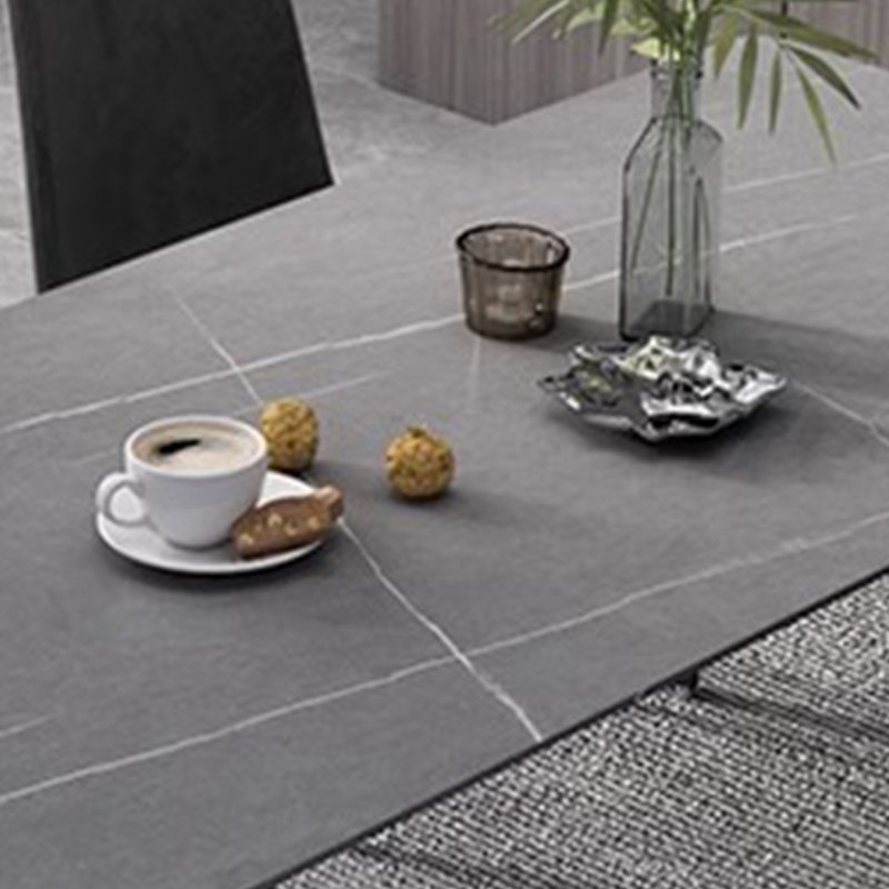 Gray Rectangular Rock Slab Dining Table, 29.52"H x 55.11"L x 31.49"W