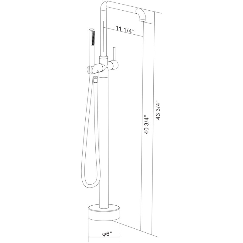 Freestanding Tub Faucet With Hand Shower, 3, Blush, Metal, 6.12 In W X D 43.22 H, 11.42 Lb - Bathroom 3 Handles, Blush Colored, Renovation Accessory