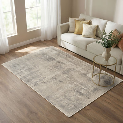 Brook Gray & Ivory Abstract High-Low Modern Rug