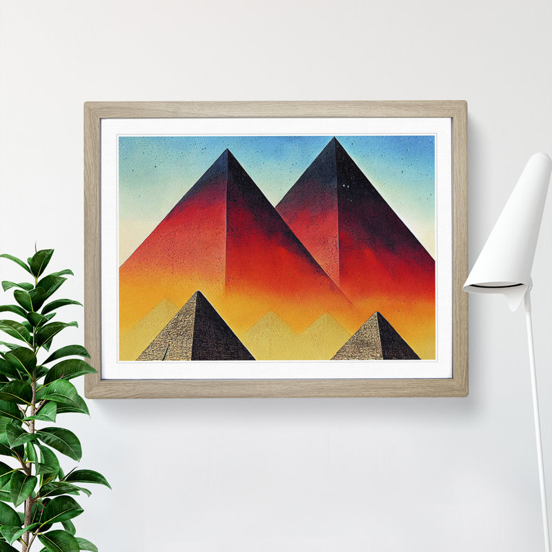 Contemporary Pyramids - Framed Print, 34cm H x 46cm W x 2cm D, Oak