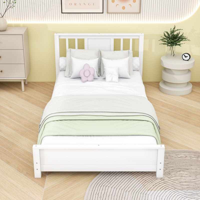 Base de lit plateforme avec tête de lit, Blanc