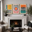 «Mid-Century Multicolor Color Block Shape Abstract Geometric», ensemble de 3 impressions sur toile flottante encadrées-75849580-75849583