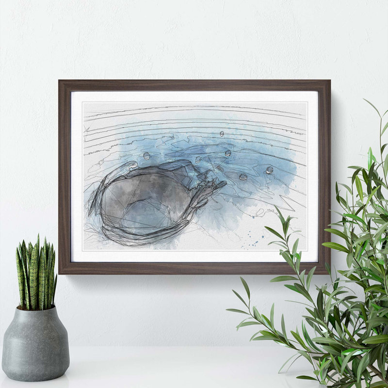 Splash of Water in a Lake in Abstract - Framed Print, 27cm H x 36cm W x 2cm D, Walnut Framed