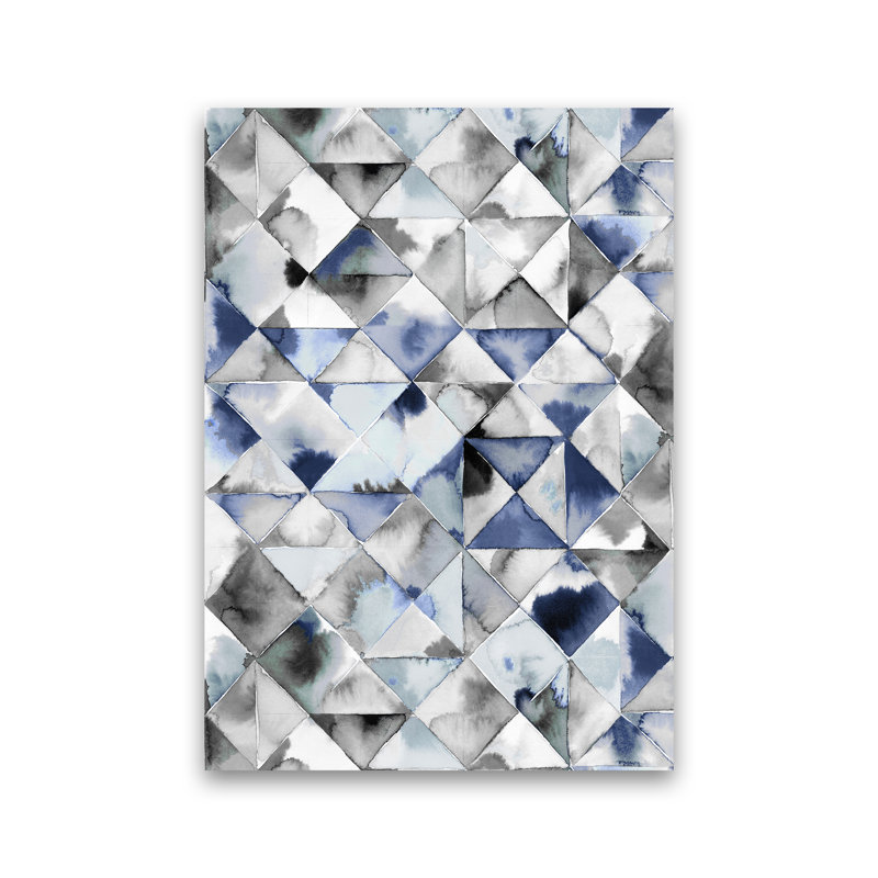 Moody Triangles Cold Blue - Print, No Framed, 84cm H x 60cm W x 1cm D