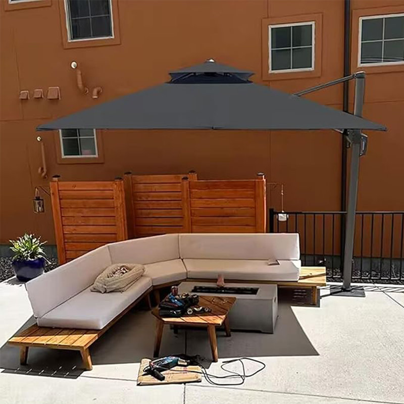 2.8m Square Cantilever Parasol, Dark Grey