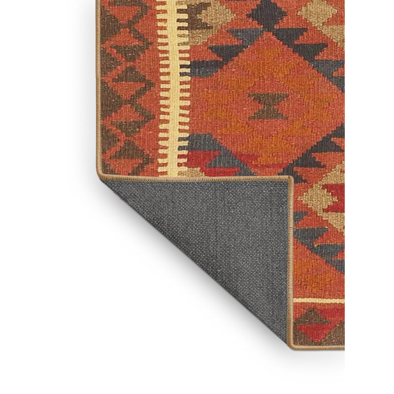 Tapis noir/orange/beige contemporain Gero, Rectangle 8 pi x 12 pi