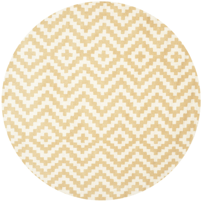 Sanyla Hand Tufted Wool Chevron Rug, Round 6'