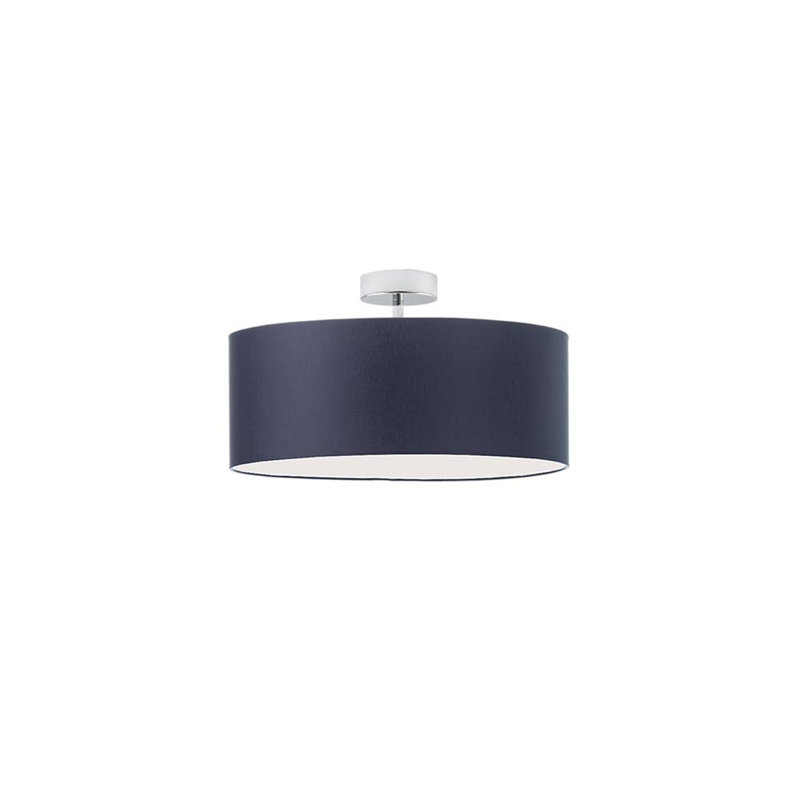 Audriona Semi Flush Mount, Chrome, Navy Blue, 25cm H x 30cm W x 30cm D