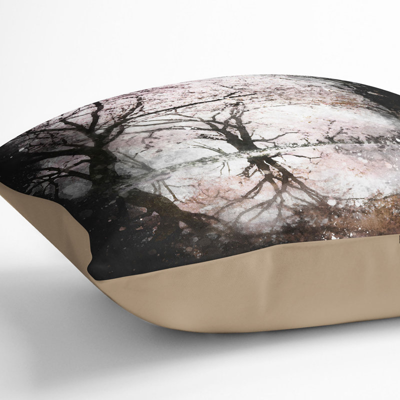 Reflection of the Blossom Trees Paint Splash Cushion with Filling, Stone, 40cm H x 40cm W x 15cm D