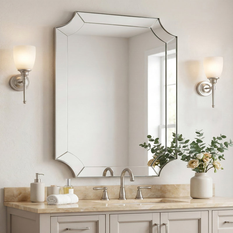 Miroir de salle de bain Minuette Cadre en acier inoxydable, 40 po x 30 po, Nickel brossé