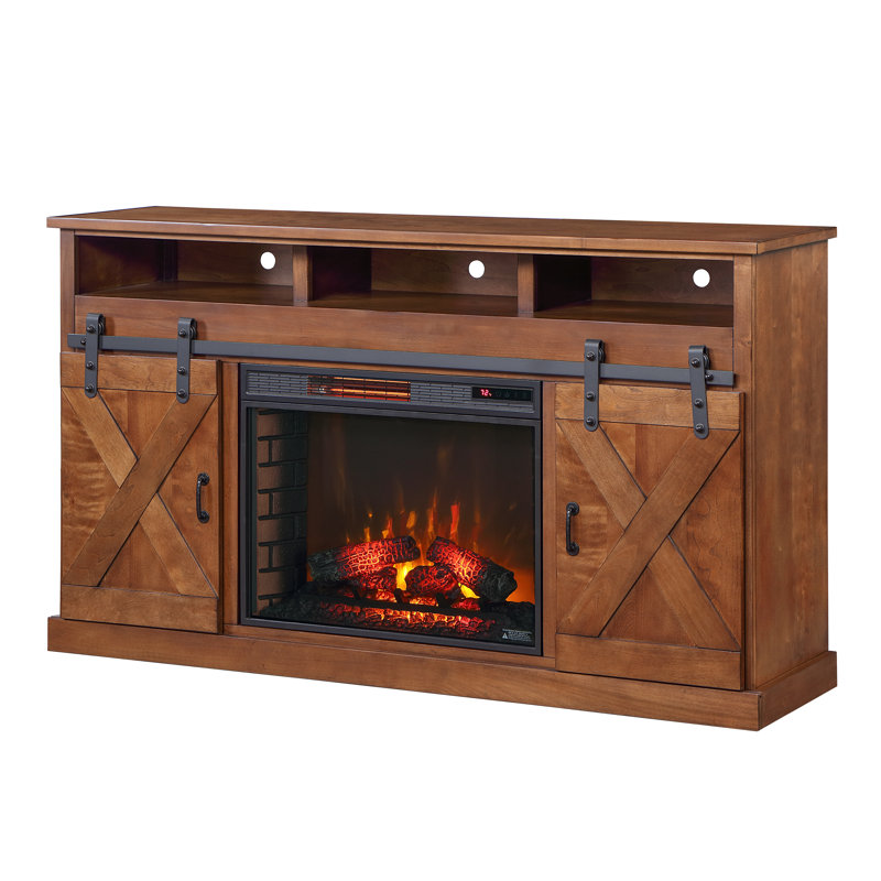 Hungerford Fireplace TV Stand, Holds TVs up to 80 inches, Aged Whiskey