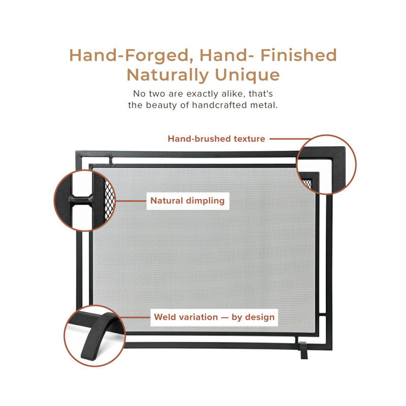 Gatsby 1 Panel Steel Fireplace Screen, Black