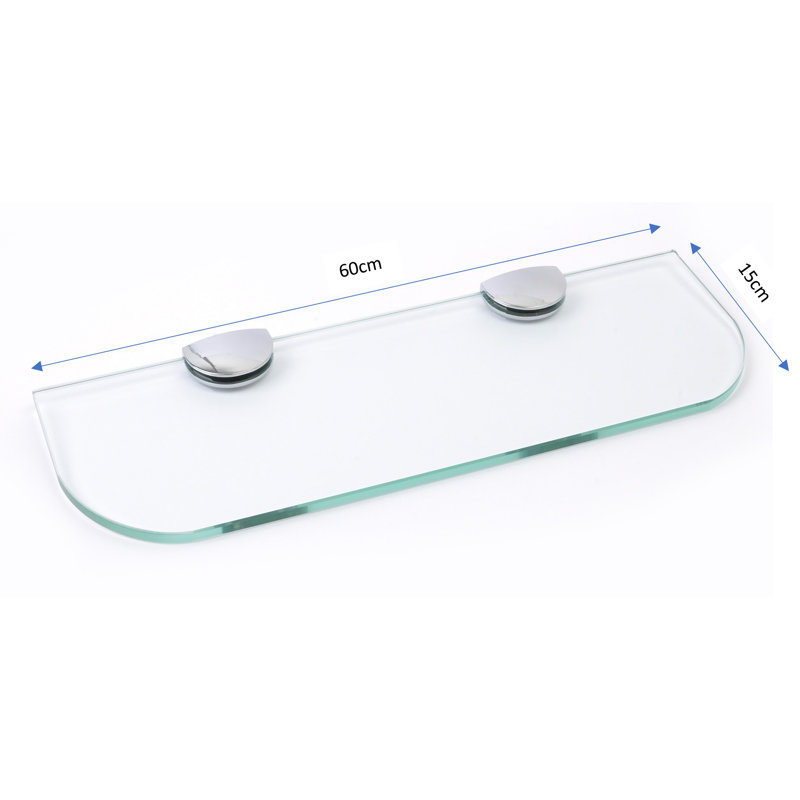 Fanni Glass Floating Shelf with Adjustable Shelves, Clear, 0.6cm H x 60cm W x 15cm D