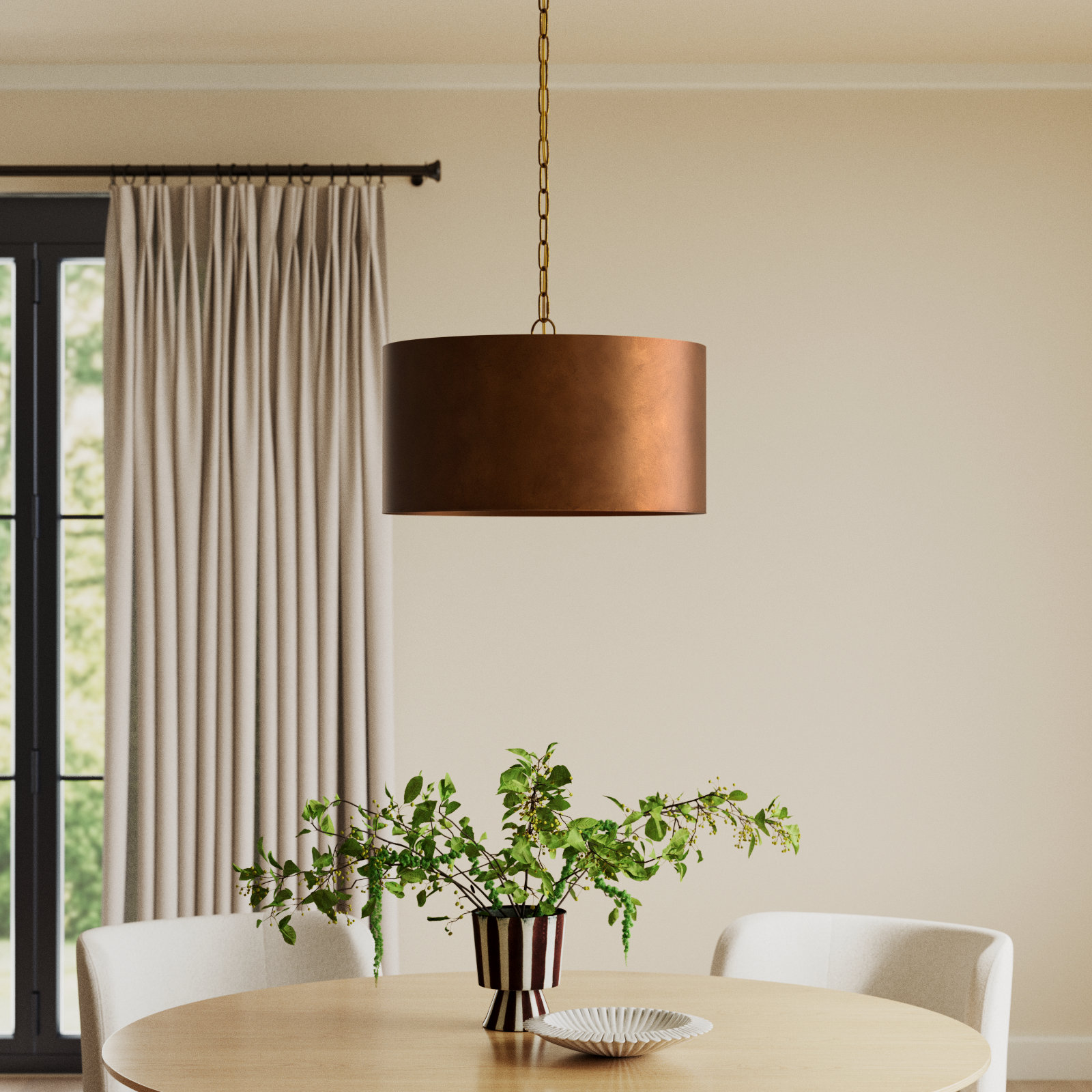 Rosamund 3 - Light Unique/Statement Drum Chandelier, Brass