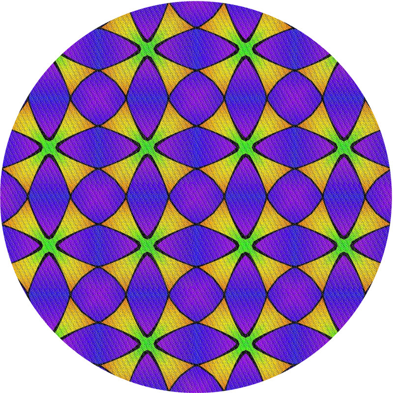 Tapis mauve / vert, Rond 8 pi