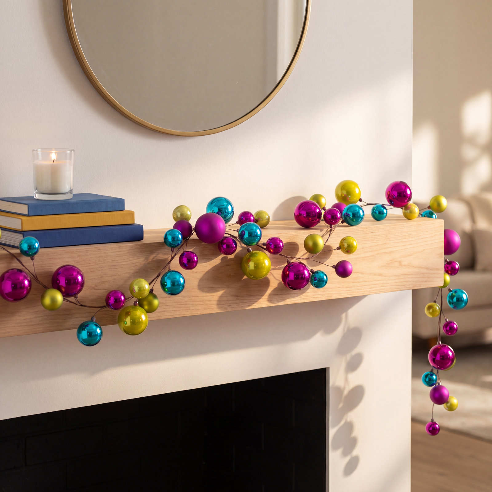 120'' in. Faux Garland, Fuschia/Lime/Turquoise