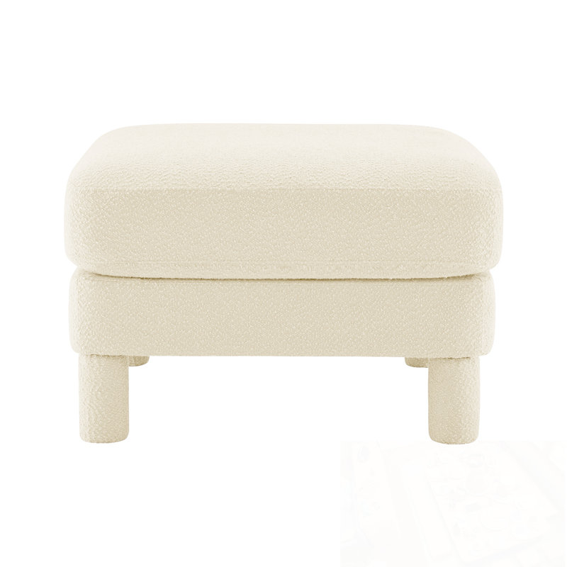 Polyester Ottoman With Four Sturdy Legs, Beige