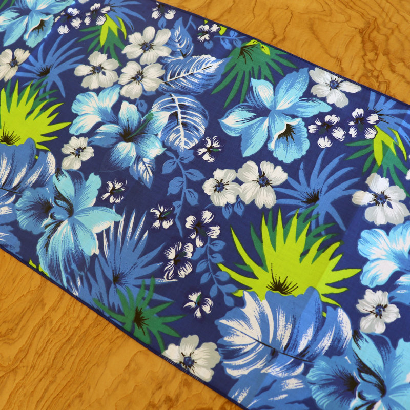 Chemin de table Tropical Hawaiian, 120 po x 12 po, Bleu royal