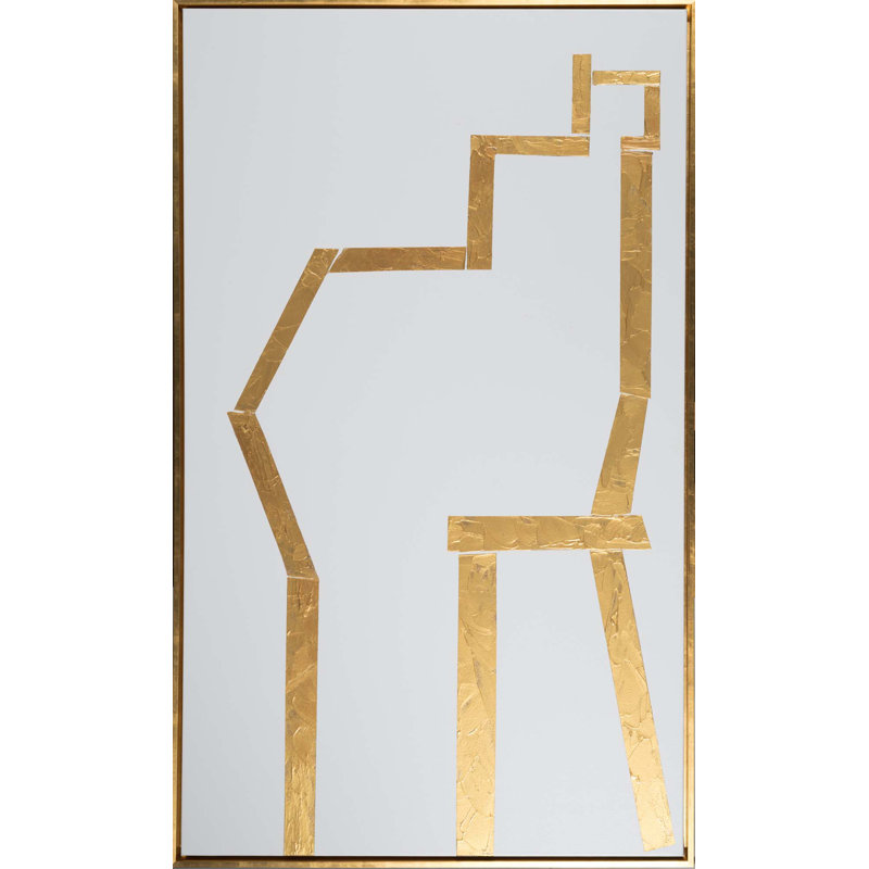 " Gold Horse II ", 41" H x 25" W x 2" D, Gold, Grayish White