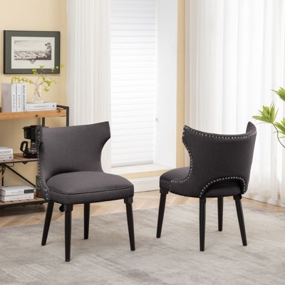 Dominique Fabric Dining Chairs with Rubberwood Legs