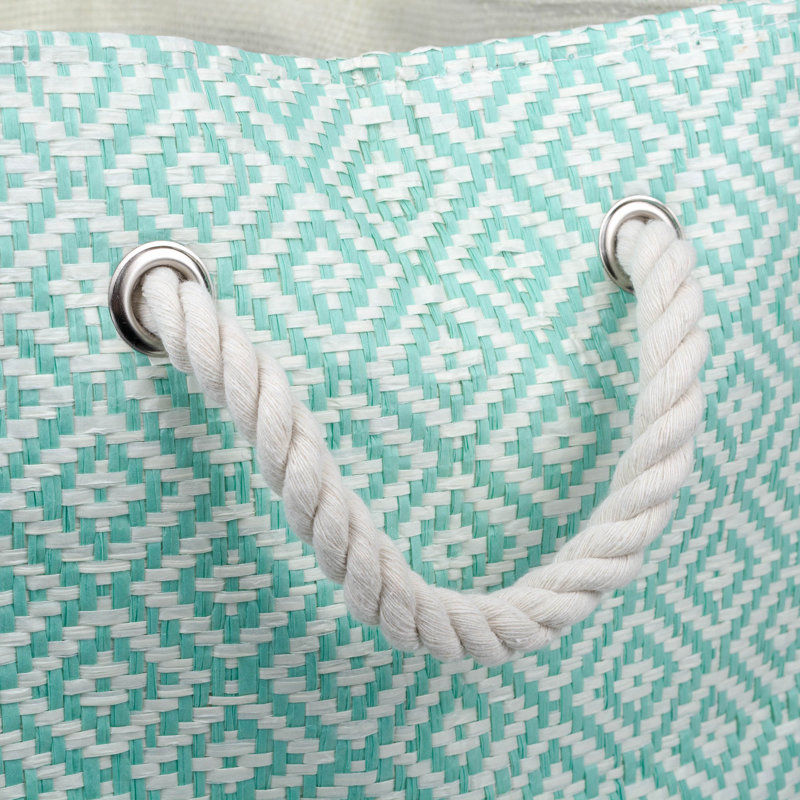 Panier en tissu Angeleta Geo Diamond, H 12 po x l 12 po x P 17 po, Aigue-marine