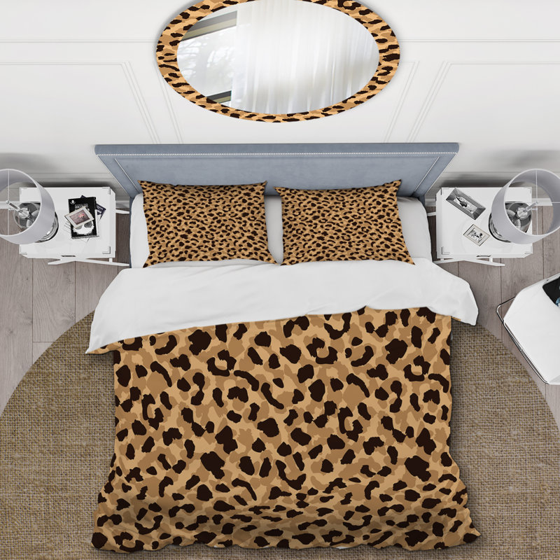 Black and Brown Leopard Pattern - Animals Duvet Cover Set - Microfiber Polyester