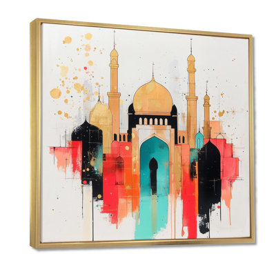 «Crimson Serenade Of Mud Brick Mosque I», art mural paysage de l'Islam
