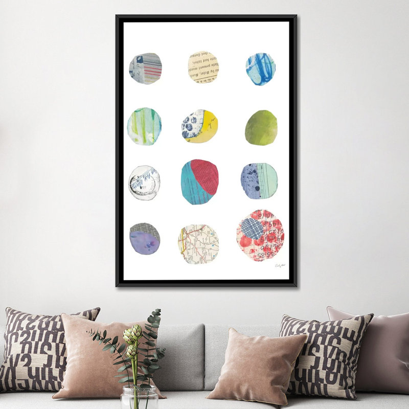 « geometric collage ii », impression sur toile, H 60 po x l 40po x P 1,5 po, Toile avec cadre noir, Pas de tapis
