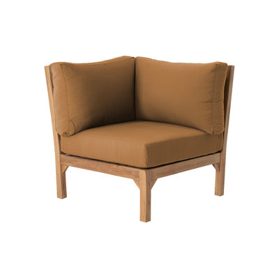 Chaise de coin d'extérieur en teck Huntington avec coussins Sunbrella