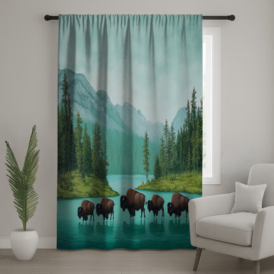Bison Window Curtains, Animals Sheer & Blockout Curtains - 1 Panel