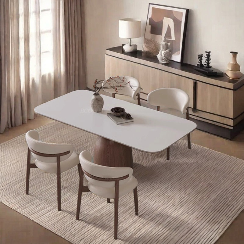 Rectangular home log dining table and chairs, Brown, 29.5"H x 70.8"L x 31.4"W 