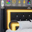 Upholstered Bed Frame With Diamond Tufted Headboard And RGB LED Lights, No Box Spring Required-1775471138-1775471139