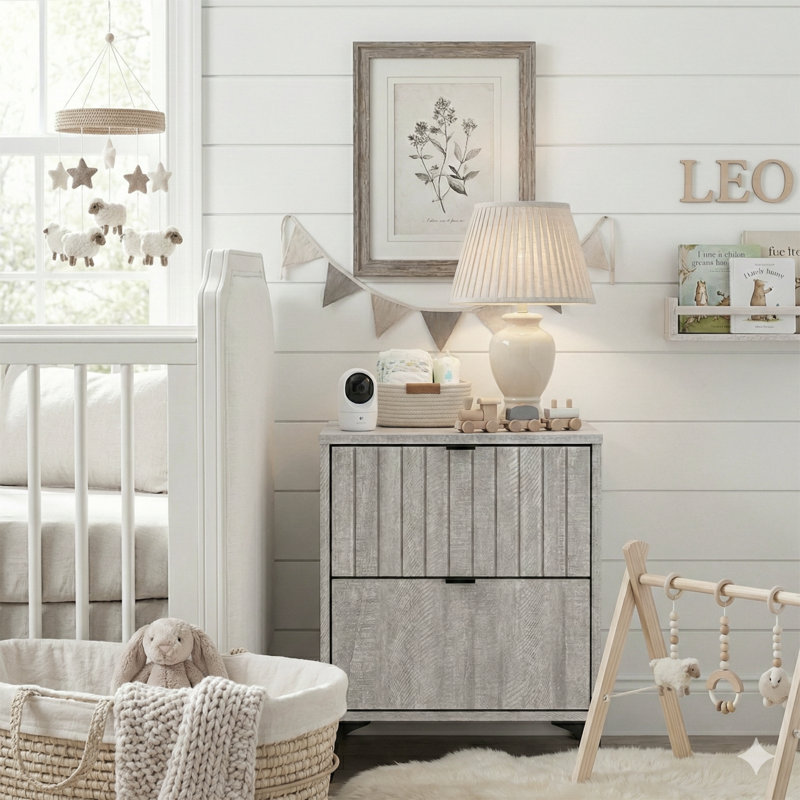 Norcross 23"H 2 Drawer Nightstand, Gray