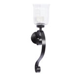 Metal Handmade Pillar Scroll Indoor Outdoor Black Wall Sconce